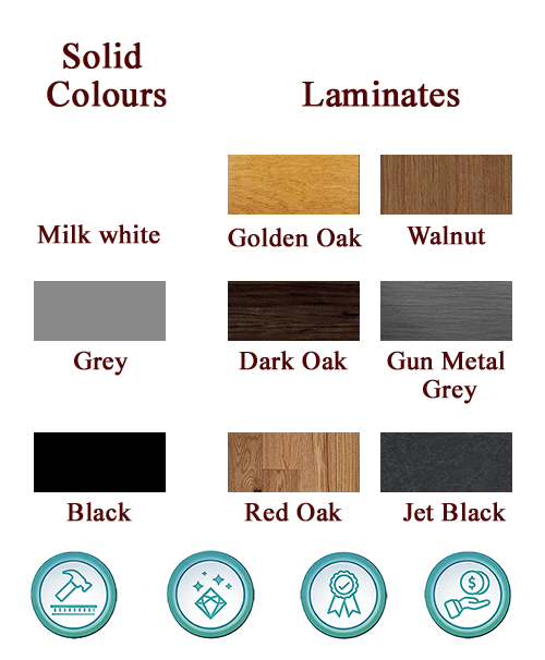 A Spectrum of Colour Options - Solid Colours, Laminates, Durability, Elegance, 15-Yr Warranty, Affordability