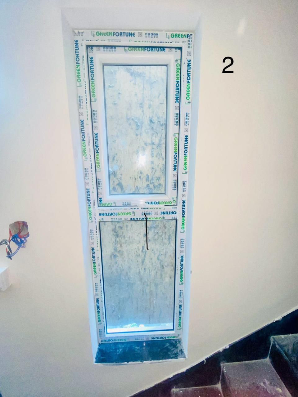 Vertical Staircase Well Frosted Glass Window System