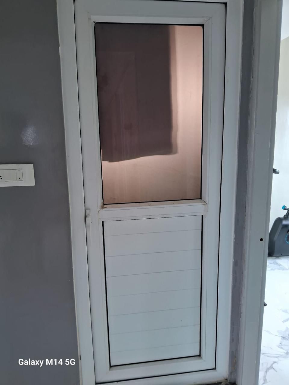 Custom Interior White uPVC Privacy Door with Frosted Glazing
