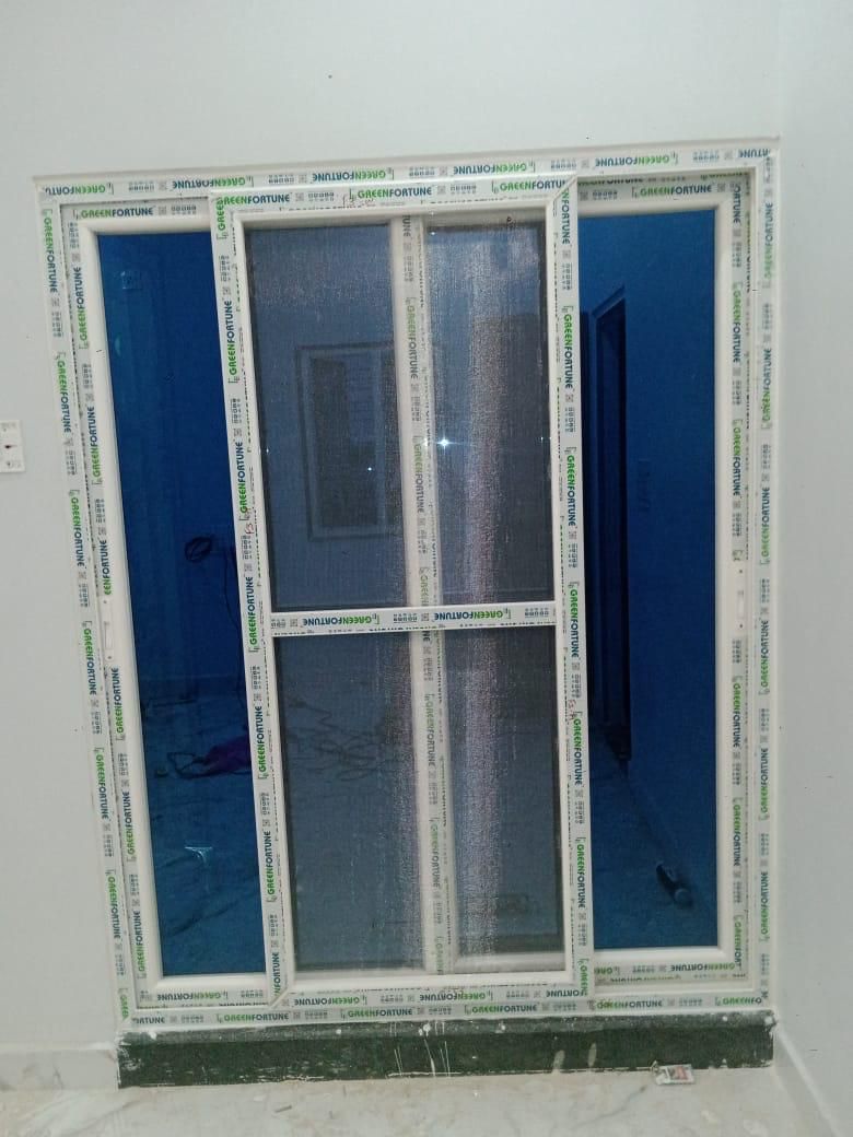 Full-Height uPVC Sliding Balcony Door with Integrated Mosquito Mesh Track