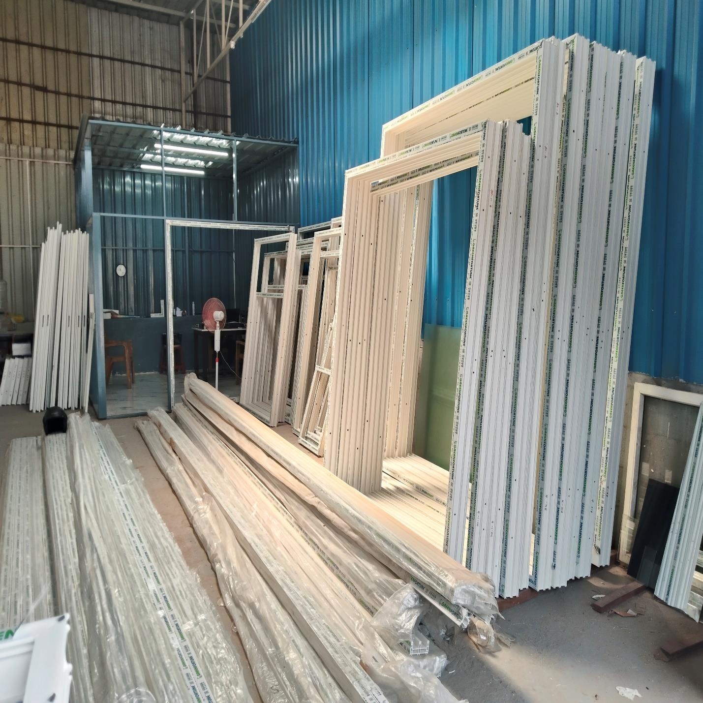 Fabricated Multi-Chamber White uPVC Door Frames Ready for Quality Check